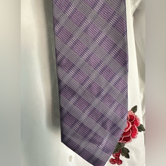 NWOT Nautica 100% silk purple plaid necktie - Picture 2 of 7